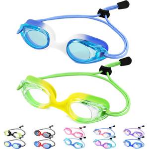 lot 73041 image: Kids Swim Goggles with Bungee Strap No Leaking Anti Fog Toddler Goggles with Quick Adjust Ages 3-14 - Retail $17