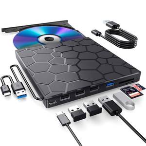lot 73073 image: External CDDVD Drive for Laptop, DVD Player for Laptop, 8 in 1 USB 3.0 Ultra-Slim Portable, CD Burner External Disk Drive Optical Compatible with Desktop Mac,Windows 111087 Linux - Retail $27