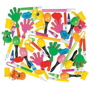 lot 73100 image: Fun Express Maracas Noise Makers Party Blowers Hand Clappers 48 Piece Bulk Set - Kids Noisemaker Toys for Birthday Parties, New Years Eve Celebrations, Fiesta Party Favors & Sporting Events - Retail $20