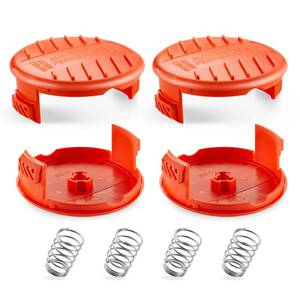 lot 73137 image: Trimmer Line Cap and Spring for BLACKDECKER,Trimmer Replacement Spool Cap Covers Compatible for BlackDecker AFS Trimmer (RC100P),Black and Decker Weed Eater Parts,4 Pack (4 Spool Cap4 Spring) - Retail $9