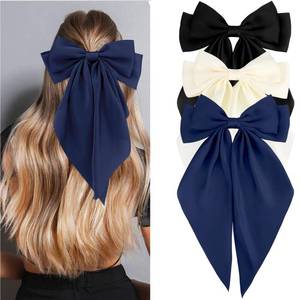 lot 73149 image: 3Pcs Hair Bows for Women White Hair Bow Pink Hair Bow Pink, Ivory, Purple Big Hair Bows Clips for Girls Silky Satin Large Hair Ribbons Oversized Long Tail Hair Bows Hair Barrettes Hair Accessories Gifts - Retail $6