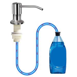 lot 73162 image: Soap Dispenser for Kitchen Sink, Brushed Nickel Countertop Soap Dispenser Pump, 47 Silicone Extension Tube Connect to The Soap Bottle Directly, Say Goodbye to Frequent Refills (Brushed Nickel) - Retail $19