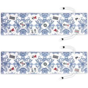 lot 73168 image: 2 Pcs Blue Drawstring Mahjong Bags Protective Sleeve Printed Tile Bag 26 Inches Mahjong Racks for Tiles and Pushers for Mahjong Accessories and Gifts(Empty Bag Only) - Retail $13