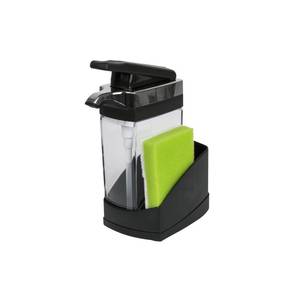 lot 73173 image: Sink Sider Solo Kitchen Soap Pump and Sponge Caddy, BlackChrome - 2-in-1 Soap and Sponge Caddy, One-Hand Soap Dispensing, Ergonomic Design, Easy to Refill and Clean, Efficient Size - Retail $24