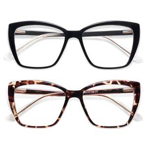 lot 73214 image: Trendy TR90 Oversized Blue Light Reading Glasses Women,Stylish Square Cat Eye Glasses AM6031 C1C6 3.0x - Retail $20