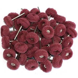 lot 73218 image: 50PCS Abrasive Buffing Polishing Wheel Set for Rotary Tools,Removal of Rust Deburring on Metal Surface with 3mm Shank,Mini scouring pad Brush Polishing kit(grit 320 red 50pcs) - Retail $12
