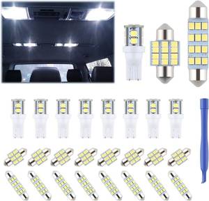 lot 73219 image: 24 Pieces Dome Light LED Car Interior Bulb Kit Set 194 T10 DE3175 578 31mm 42mm Bulbs Interior Replacement Lights for Car Map License Plate Door Side Marker Cornering Trunk Light - Cool White - Retail $13