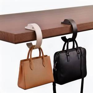 lot 73223 image: 2PCS Purse Hook for Table Purse Hanger for Desk Portable Desk Bag Hook Non-slip Purse Holder for Table High-Strength Alloy Material for Durability Hangers for Table for Heavy Loads((Black and Gray) - Retail $10