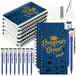 lot 73225 image: 24 Pcs 2026 Graduation Gifts Bulk Inspirational Graduation Notebooks with Grad Cap Ballpoint Pen Spiral Journal Black Gel Ink Pens Class of 2026 Grad Gifts for College Graduate(Blue) - Retail $21