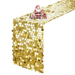 lot 73228 image: Sequin Table Runner 12 x 108 inches Gold Table Runner, Glitter Runner for Party Wedding Birthday, Party Spring Easter Rustic, Birthday Supplies Decorations (1 Pack). - Retail $12