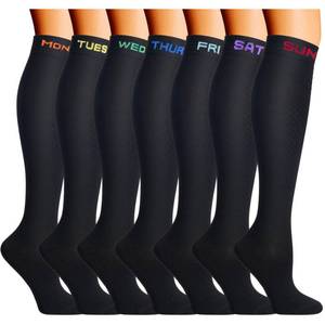 lot 73231 image: Double Couple 7 Pairs Copper Compression Socks for Men Women Knee High Stockings Support Socks for Sports - Retail $17