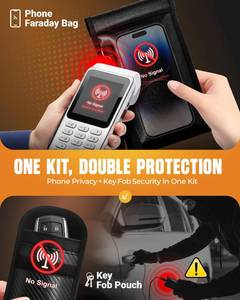 lot 73233 image: Faraday Bags for Phones  RFID Signal Blocking Pouch Set, Smartphones Cell Phone Faraday Pouch  Car Key Fob Signal Blocker Case Protector Cover, 5GWiFiGPSBluetoothRFID Blocking Sleeve - Retail $7