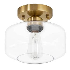 lot 63865 image: Modern Gold Ceiling Light Fixture, Brass Finish Semi Flush Mount - Retail $42