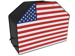 lot 63880 image: 52 Heavy Duty Waterproof Gas Grill Cover fits Weber Char-Broil Coleman Gas Grill (52x22x40) Black, American Flag. - Retail $20
