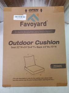 lot 63884 image: Outdoor Seat Cushion Set 22 x 24 Inch Waterproof & Fade Resistant Patio Furniture Cushions with Removable Cover Deep Seat & Back Cushion with Tie Straps for Chair Sofa Couch - Retail $38