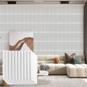 lot 63886 image: 30 Pack 3D Wall Panel for Interior Wall D�cor, PVC Flower Textured Wall Panels for Living Room Bedroom Hotel Office, 11.8x11.8, Double-sided Tape (White-XHT) - Retail $28