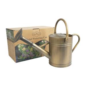 lot 63897 image: 1 Gallon Galvanized Metal Watering Can, Retro Bronze Tone with Detachable Spout, Vintage Rustic Decorative Water Pot for Home Garden Indoor Outdoor Plants - Retail $36