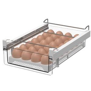 lot 63899 image: Fridge 28 Egg Drawer Pull Out,Clear Egg Holder Tray for Refrigerator With Handle, Refrigerator Organizer Bins Heavy Duty-L With Egg Tray - Retail $34