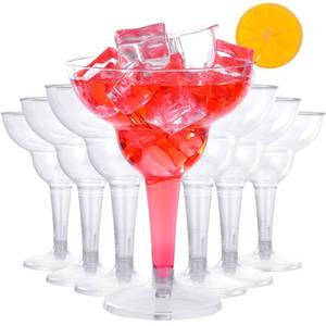 lot 63904 image: 36 pcs Clear Plastic Martinni Glasses, 12 oz Disposable Plastic Margarita Cups, plastic champagne glass, cocktail Cup for Fiesta, Taco Night, and Mexican Themed Party Supplies - Retail $24