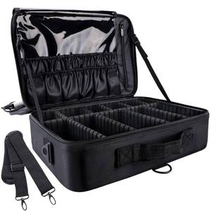 lot 63909 image: Large Capacity Travel Makeup Train Case,Professional Cosmetic Bags for Women,Portable Makeup Brush Bag Organizer Storage with Adjustable Dividers and Shoulder Strap - Retail $32