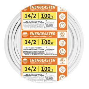 lot 63922 image: Solid Indoor 142 WG NMB Cable 100ft Coil��Electrical Wire 14 Gauge Wire 2 Conductors Non-Metallic with Ground Wire(White) - Retail $69