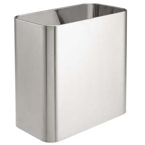 lot 63926 image: Metal 2.4 Gal. Bathroom Trashcan Wastebasket Garbage Bin  Brushed Chrome - Retail $24