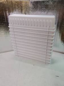 lot 63936 image: 12 Pack Slim Plastic Storage Baskets Tray for Organizing 10.25x3.25x2.5 Inch Small Narrow Storage Bins Stackable Drawer Pencil Trays Holder for Desk Garage Cabinet Container (White) - Retail $20