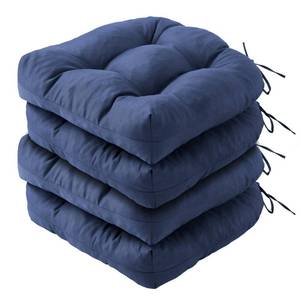 lot 63942 image: Outdoor Chair Cushions Set of 4, Patio Chair Cushions with Ties, 19x195 Tufted Outdoor Seat Cushions, Waterproof Patio Furniture Cushions, Outdoor Dining Chair Pads, Navy - Retail $80