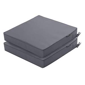 lot 63943 image: Outdoor Chair Cushions 22 x 22 Inch Water Resistant Patio Chair Cushions with Tie 3 Year Color Fastness Thick Outdoor Seat Cushion for Garden Lawn Patio Furniture Dark Grey Set of 2 - Retail $42
