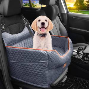 lot 63945 image: Dog Car Seat - Memory Foam Dog Booster Seat for Small Dogs Up to 25lbs-Elevated Pet Car Seat with Storage Pockets and Dog Seat Belt-Soft Pet Travel Bed for Front & Back Seats-Removable Washable-Grey - Retail $40