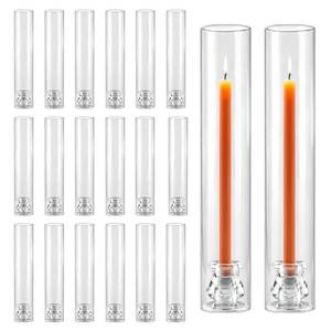 lot 63956 image: 20 Pack Glass Hurricane Candle Holders 12.6 Open Ended Candlestick Holder Tubes Clear Bottomless Cylinders Suitable Taper LED Candles for Wedding Party Christmas Table Centerpiece Decor - Retail $97