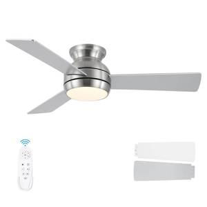lot 64004 image: 42 Inch Low Profile Ceiling Fan with Light, Brushed Nickel - Retail $90
