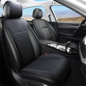 lot 64023 image: West Llama Linen Car Seat Covers-Breathable & Soft-Front Car Seat Protector Universal Fit 90% Cars,SUVs,Trucks,Diamond Pattern-1Piece,Black - Retail $43