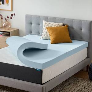 lot 64026 image: Lucid 4 Inch Memory Foam Mattress Topper, Full Size �� Cooling Gel Bed Topper �� Preassure-Relieving Ultra Plush Feel �� Ventilated Breathable Design �� CertiPur Certified - Dorm Room Essentials - Retail $100