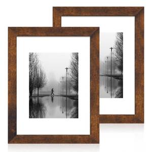 lot 64035 image: 9x12 Picture Frame with Mat 6x8 - High Definition Tempered Glass Wooden Photo Frames for Tabletop Display and Wall Mounting (Dark Brown, Set of 2) - Retail $22