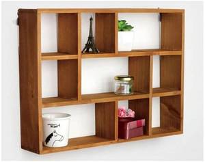 lot 64038 image: Shadow Box Display Shelf, Wall Mounted Wooden Hanging Display Shelf Floating Shelf Perfect for Little Figurines, Multi-Slot Wall Collection Freestanding Farmhouse Decor Display Case (Style I, Brown) - Retail $30