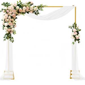 lot 64040 image: 8 FT x 8 FT Square Backdrop Stand Square Arch Wedding Arches Adjustable Pipe for Ceremony Wedding Party Birthday Baby Shower Anniversary Arbor Balloon Decoration��Gold�� - Retail $50