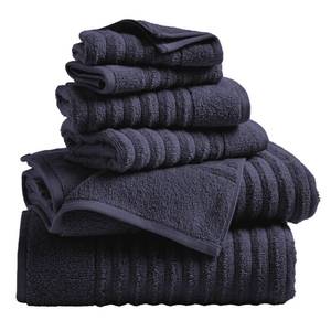 lot 64049 image: Great Bay Home Bath Towel Set - 100% Cotton 6 Piece Towel Set - Absorbent & Quick-Dry Towels for Bathroom (Navy Blue) - Retail $45