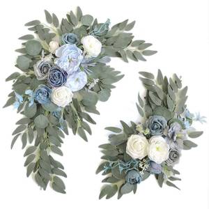 lot 64050 image: Faux Flower Swag Set of 2 for Wedding Welcome Signs Floral Swag Wedding Reception Ceremony Signs Decor (Blue) - Retail $40