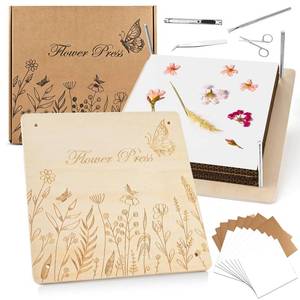lot 64053 image: Extra Large 11x11 Flower Press - 10-Layer Wooden Press for DIY Flower Preservation with Storage Bag, Adult Craft Kit - Retail $23