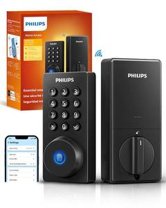 lot 64060 image: Philips Wi-Fi Door Lock, WiFi Smart Lock Keyless Entry Deadbolt for Front Door, Compatible with Alexa & Google Assistant, Remote Control, Built-in WiFi, APP Fingerprint Passcode Unlock, Auto Locking - Retail $110