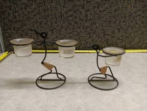 lot 2000 image: Decorative Candle Holders with Glass Cups 2-Piece Set