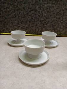 lot 2007 image: White Ceramic Teacup and Saucer Set 3-Piece Footed Bowl