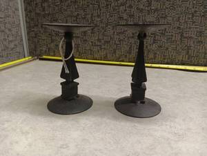 lot 2054 image: Pair of Candlestick Holders with Flat Circular Base
