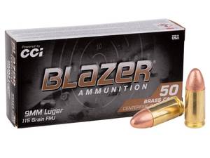 CCI/Speer Blazer Brass, 9MM, 115 Grain, Full Metal Jacket 5200 - Box is Missing Rounds