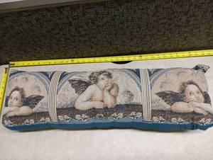 lot 2086 image: Cherub Angel Tapestry Pillow Cushion Blue 34 inches