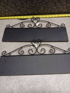 lot 2090 image: Black Metal Scrollwork Wall Planters 4-Pocket Item ECT2