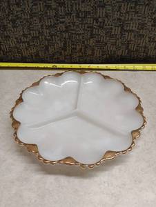 lot 2108 image: Divided Serving Plate with Gold Trim Approximately 10 inches