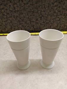 lot 2111 image: CelebrityXCruises White Ceramic Vases Set of 2 Pedestal Base 5.5 Inches