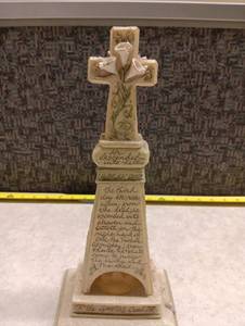 lot 2113 image: Decorative Cross with Religious Text Engraved Base